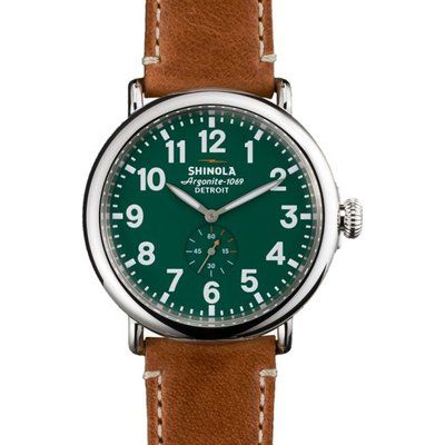 Mens Shinola Runwell 47mm Brown Leather Strap Watch S0110000038