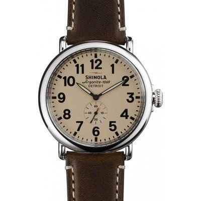 Men's Shinola Runwell 47mm Dark Coffee Leather Strap Watch