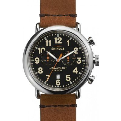 Men's Shinola Runwell Chrono 47mm Tan Leather Strap Watch S0110000044