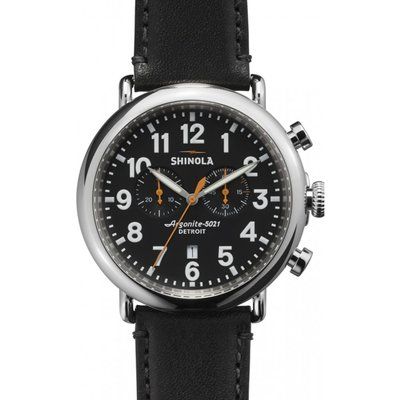 Shinola Runwell Chrono 47mm Black Leather Strap Watch S0110000051