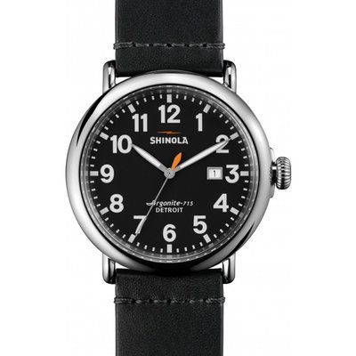 Men's Shinola Runwell 47mm Black Leather Strap Watch S0110000112