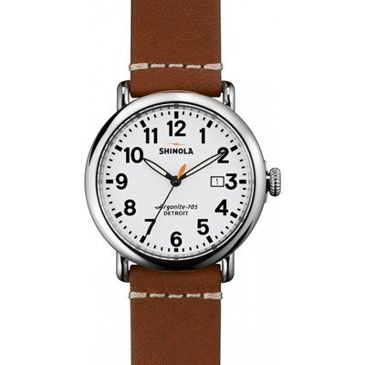 Men's Shinola Runwell Date 41mm Brown Leather Strap Watch S0110000113