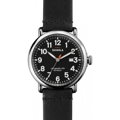 Men's Shinola Runwell Date 41mm Black Leather Strap Watch S0110000114