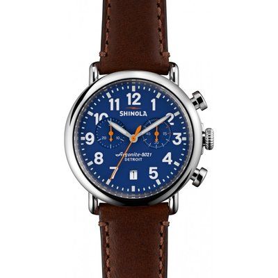 Men's Shinola Runwell Chrono 41mm Brown Leather Strap Watch S0110000117