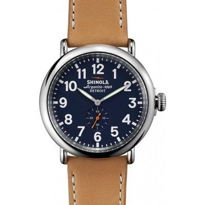 Men's Shinola Runwell 47mm Natural Leather Strap Watch S0110000141