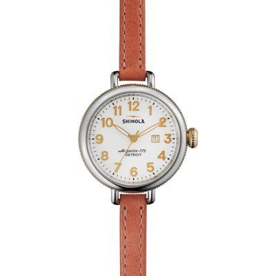 Shinola Birdy 34mm Orchid Pink Rockford Double Wrap Strap Watch S0110000267