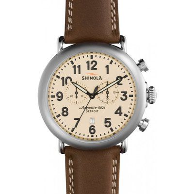 Men's Shinola Runwell Chrono 47mm Brown Strap Watch S0120001115