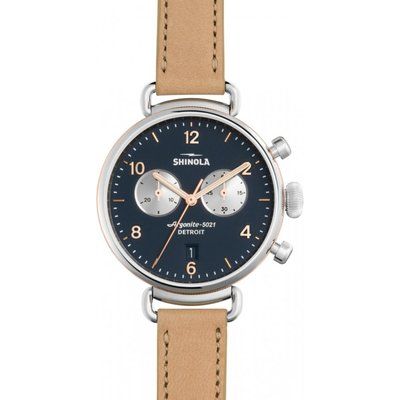 Shinola Canfield Chrono 38mm Natural Leather Strap Chronograph Watch S0120001931