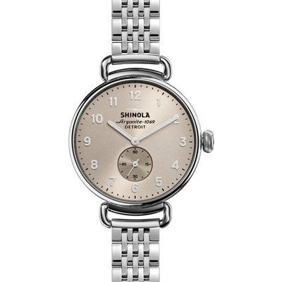 Unisex Shinola Canfield 38mm Sub Second Polished SS 7 Link Chronograph Watch S0120004466